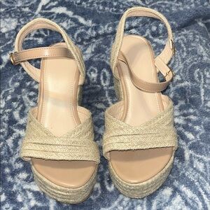 Elegant Beige Wedge Sandals